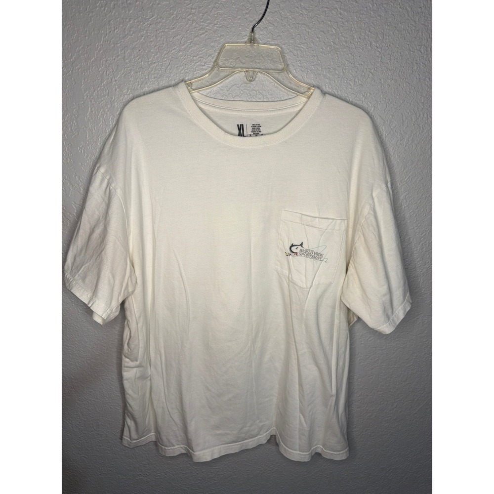 Graphic World Wide Sportsman Pocket T-Shirt Mens XL White Good